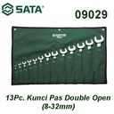 Kunci Ring Double Open Metric Set 13 pcs 09029 SATA Full Polish Open End Wrench Set