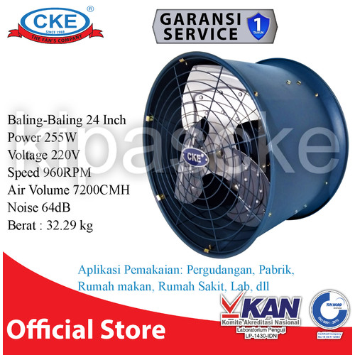 DRUM FAN EXTRA LOW NOISE CKE 24INCH 220V 255W DAPUR RESTO DINDING