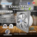 Exhaust Fan Stainless Steel 14" Inch Wall Air Duct Booster Fan Plafon Dinding Besi 14 Inci