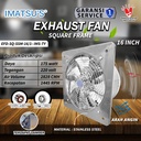Exhaust Fan Stainless Steel 16" Inch Wall Air Duct Booster Fan Plafon Dinding Besi 16 Inci