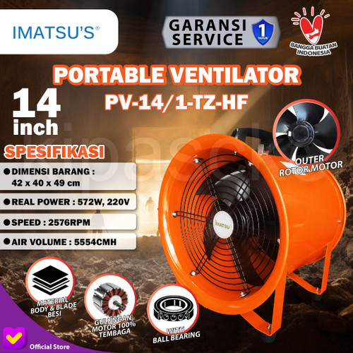 Portable Ventilator / Blower / Exhaust 14 Inch External Rotor Motor