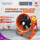 Portable Ventilator Blower Exhaust Drum Fan 16 Inch 220V Support Roda