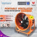 Portable Ventilator Blower Exhaust Drum Fan 28 Inch 380V Support Roda