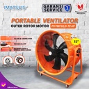 Portable Ventilator Blower Exhaust Drum Fan 32 Inch 380V Support Roda