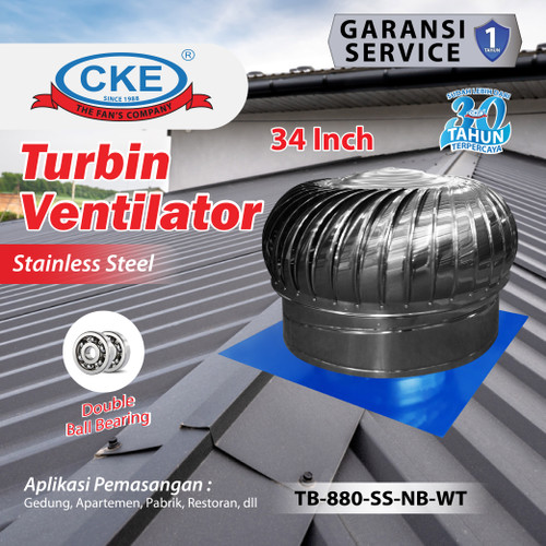 Turbin Ventilator 34 Inch Roof Turbine Fan Ventilasi Atap Rumah Pabrik 34" Stainless Steel