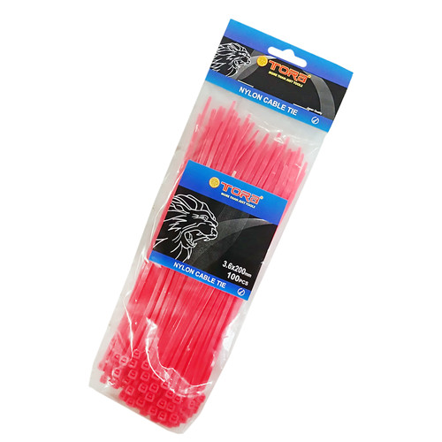 TORA Kabel Tis Nylon 3.6 x 200 mm - Tali Ikat Warna Merah 100 Pcs