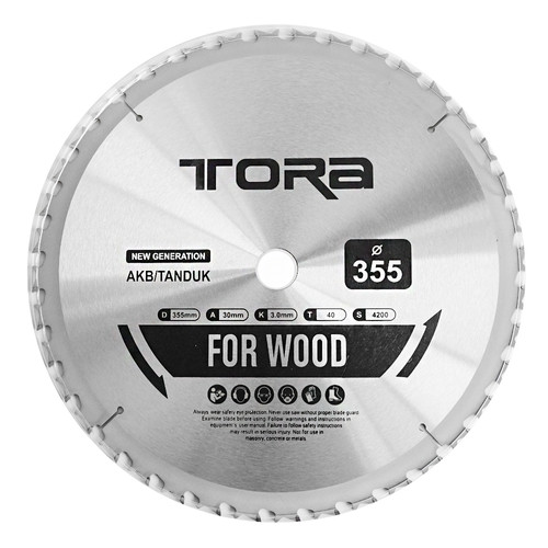 TORA Mata Pisau Potong Kayu 14 Inch x 40T TCT Model AKB / Tanduk