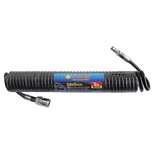 TORA Selang Recoil PU Hitam 12 Meter - Selang Angin Kompresor