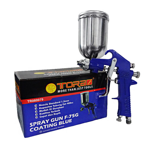 TORA Spray Gun F75G Body Biru - Alat Semprot Cat Tabung Atas