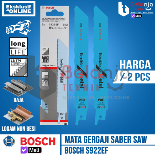 Mata Gergaji Saber Saw 6 Inch Bosch S922EF Sabre Saw Blade Metal S 922 BF Bim 6"