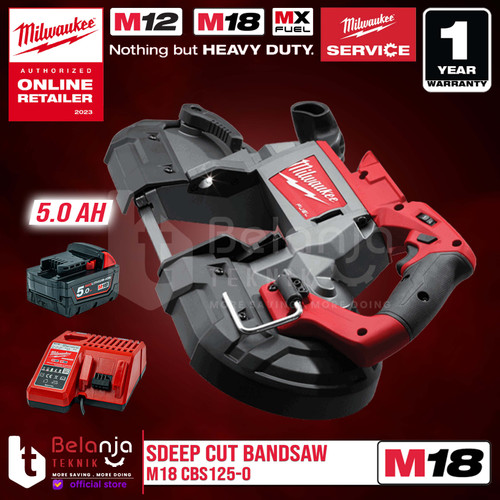 Milwaukee Deep Cut Bandsaw M18 CBS125-0 Gergaji Kayu Band Saw Set 18 V 5 AH