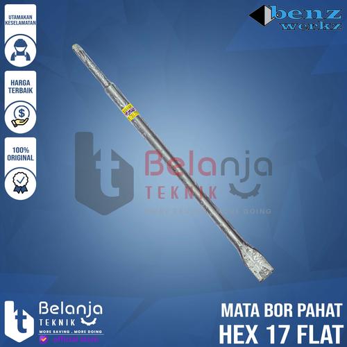 Benz Mata Bor Pahat Bobok Tembok Hex 17 Flat Chisel L 22 MM X 350 MM