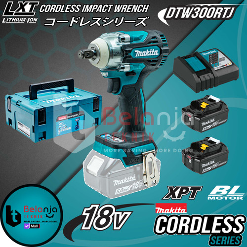 Makita Impact Wrench Cordless DTW300RTJ Pembuka Baut 18V 1/2" DTW 300
