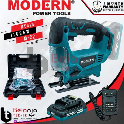 Modern Jigsaw Cordless M-22 20V Gergaji Kayu Triplek Baterai M22 Set