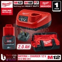 Milwaukee Starter Kit Battery Charger M12 Cordless Set Baterai 12V 2Ah