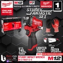 Mesin Stubby Impact Wrench Baterai Milwaukee M12 FIWF12-0C 1/2 Inch GEN 3 Mesin Buka Baut Unit Only