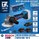 Mesin Gerinda Tangan Baterai Bosch GWS 18V-8 4 Inch Set X2 Charger Battery 4 AH 18V