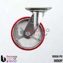 Roda Trolley PU Heavty Duty 5 Inch Hidup Putar Plat Besi Polyurethane