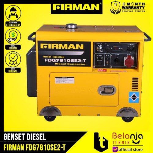 Firman Generator Set Diesel FDG 7810 SE2-T Genset SOLAR Silent 5000 W