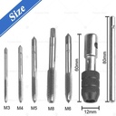 Set Hand Tap Die Senai 8PCS Alat Metrik Pembuat Drat Derat Baut HSS Metric Ajustable Handtap Wrench Set M3 M4 M5 M6 M8 M10 M12 M3-M12 Metric Screw Treading Tool For Metal Aluminum Plastic Wood