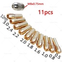 Best Quality Chuck Mata Kepala Bor Mini  Drill Brass Golden Collet 11pcs Set Shaft For Dremel Rotary Tool 0.5/0.8/1.0/1.2/1.6/1.8/2.0/2.2/2.4/3.0/3.2mm Power - 11pcs