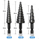 Mata Bor Pagoda Besi 3 Pcs Set / Cone Step Drill Bits Set /Untuk Baja Spiral HSS Steel Titanium Coated Hole Saw 3-12mm/4-12mm/4-20mm For Sheet Metal, Stainless Steel, Aluminum, Plastic