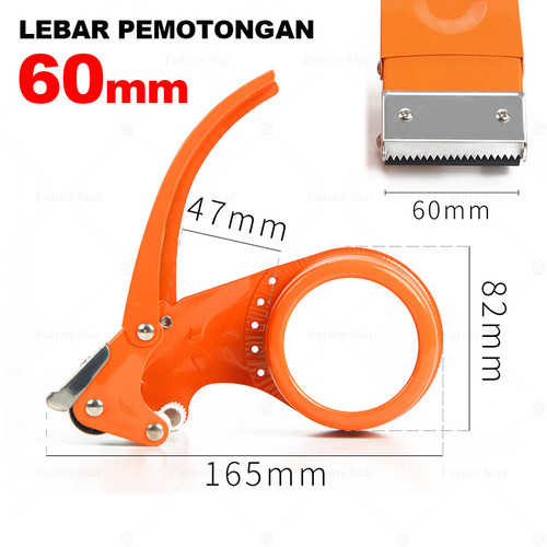 Solasi Tape Dispenser Besi /  Tape Cutter Manual / Pemotong Lakban Jumbo / Alat Pemotong Lakban Besi / Handhled Metal Packaging Dispenser / Steel 48mm,60mm, 4.8cm,6cm 2" inch For Packing Sealing Boxes Device Packaging Parcel Roller Supplies