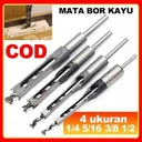 Mata Bor Bobok Kayu Square Auger Hole Drill Bit Set Bits HSS Wood Mortising Chisel Hollow Mortice 1/4 5/16 3/8 1/2 Lubang Bahan Baja Kerajinan Kotak Persegi Pahat Kayu Kunci Kusen