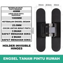 Engsel Tanam Pintu Rumah Holder Invisible Hinges Adjustable Door Invisiblle Hidden Butt Hinge 180-Degree Swing Double Glazed Swing Air TIght Door Tersembunyi 3D Dengan Aksesori Pemasangan