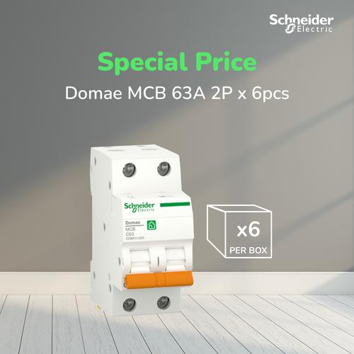 (Isi 6pcs) Schneider Electric Domae MCB 2P C 63A - DOMF01263
