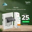 Schneider Electric MCB Box 4 Modul - DOMH12104F (1pcs) + MCB Domae 6A 1P - DOMF01106 (4pcs)