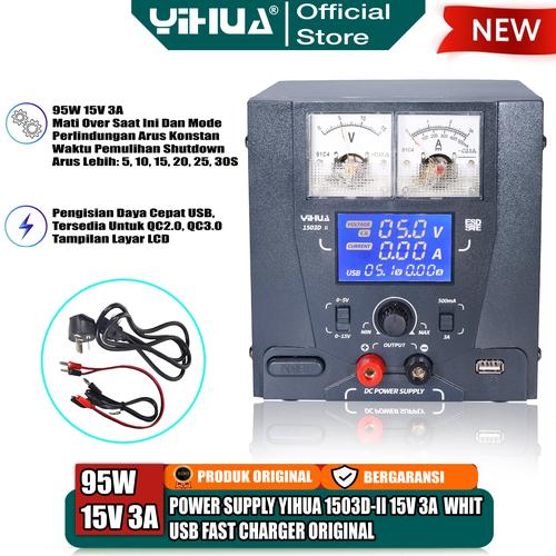 Power Supply HP Yihua Digital 1503D-II 15V 3A USB With Super Charger