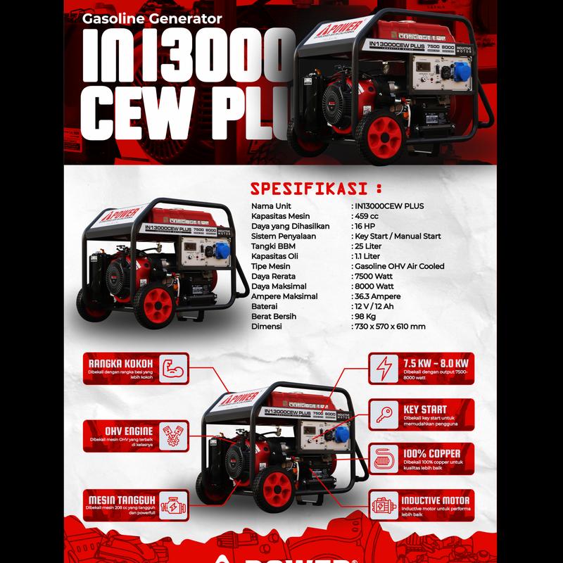 GASOLINE GENSET - GENERATOR BENSIN AIPOWER  IN3000CW PLUS