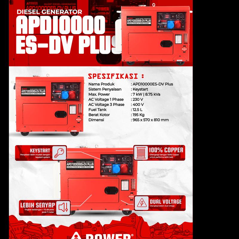 SILENT DIESEL GENERATOR APD10000ES-DV PLUS