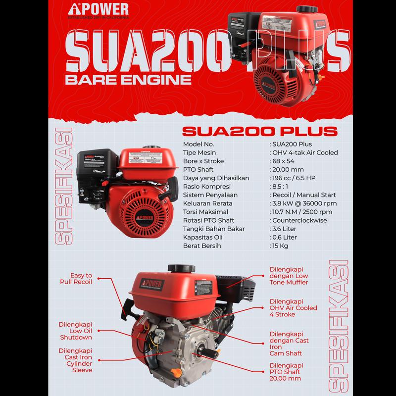 AIPOWER BARE ENGINE DAN MESIN PENGGERAK SERBA GUNA AIPOWER SUA200 PLUS