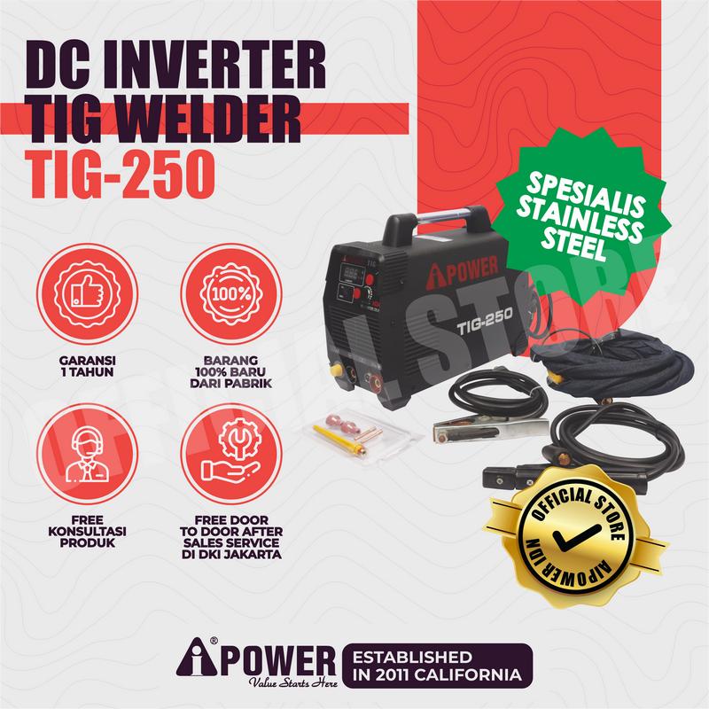 AIPOWER DC INVERTER TIG WELDER MESIN LAS TIG-250