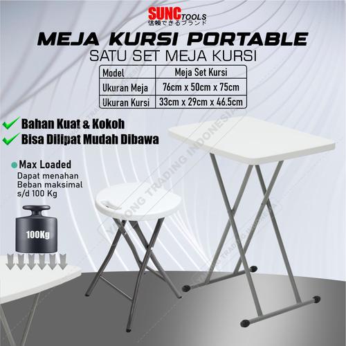Satu Set Meja Lipat Kursi Lipat Portable Serbaguna Meja Laptop Kerja