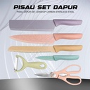Pisau Dapur Lengkap Warna Pastel 6pcs Kitchen Knife Set 6 pcs in 1