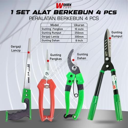 Gunting dan Gergaji Rumput Dahan Ranting 1 Set Alat Berkebun 4 pcs