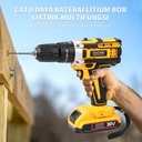 DAOHE 36VF Mesin bor baterai set bor cas 25+3 Cordless Impact Lengkap 2 Baterai Fullset Koper