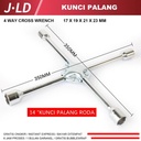 JLD Kunci Roda Palang 17x19x21x23MM 4Way Cross Kunci Shock Chrome Kualitas tinggi
