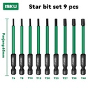 ISKU mata obeng set hex 8pcs & torx dalam 9pcs magnetic– kepala obeng untuk baut hexagon & torx, kuat dan tahan lama