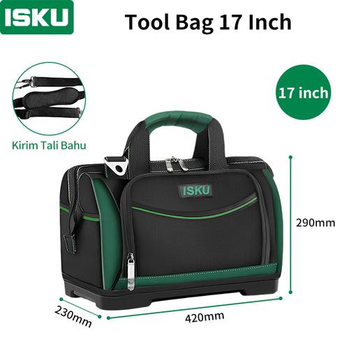 ISKU Tool Bag Besar 17 inch 1680D Kain Oxford Tas Perkakas Anti Air