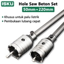 ISKU Mata Bor hole saw beton lubang tembok beton/hollow core saw beton/pelubang beton tembok pipa drill bit perkakas alat pertukangan 50mm+220mm