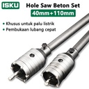ISKU Mata Bor hole saw beton lubang tembok beton/hollow core saw beton/pelubang beton tembok pipa drill bit perkakas alat pertukangan 40mm+110mm