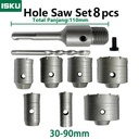 ISKU Mata Bor hole saw beton lubang tembok beton/hollow core saw beton tembok pipa drill bit  30 40 50 60 65 80 90 mm full set 8 pcs  perkakas alat pertukangan