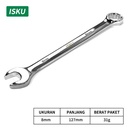 ISKU Kunci ring pas 8/9/10/11/12/13/14/17/18/19/21/22/24 mm Kunci Ring set lengkap Combination Spanner Wrench Kombinasi/plum blossom open end combination wrench olak balik spanner wrench