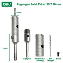ISKU Mata Bor hole saw beton lubang tembok beton/hollow core saw beton/pelubang beton tembok pipa drill bit perkakas alat pertukangan 30 40 50 60 65 80 90 mm full set