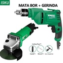 ISKU Mesin Bor Set 700W 220V Dan Mesin Gerinda Tangan 500W 220V