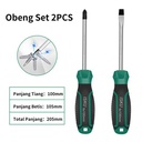 Isku Obeng Set/Screwdriver Set 2pcs Tip Magnetik Chrome Vanadium Obeng